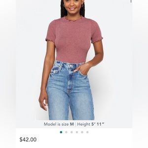 Dark pink short sleeve body suite